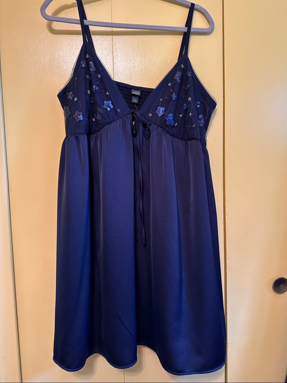 Wild fable Navy Blue Satin Embroidered dress xxl
